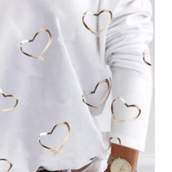White Cold Shoulder Valentine Heart Shirt - Picture 3 of 6